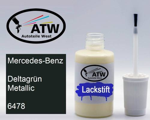 Mercedes-Benz, Deltagrün Metallic, 6478: 20ml Lackstift, von ATW Autoteile West.